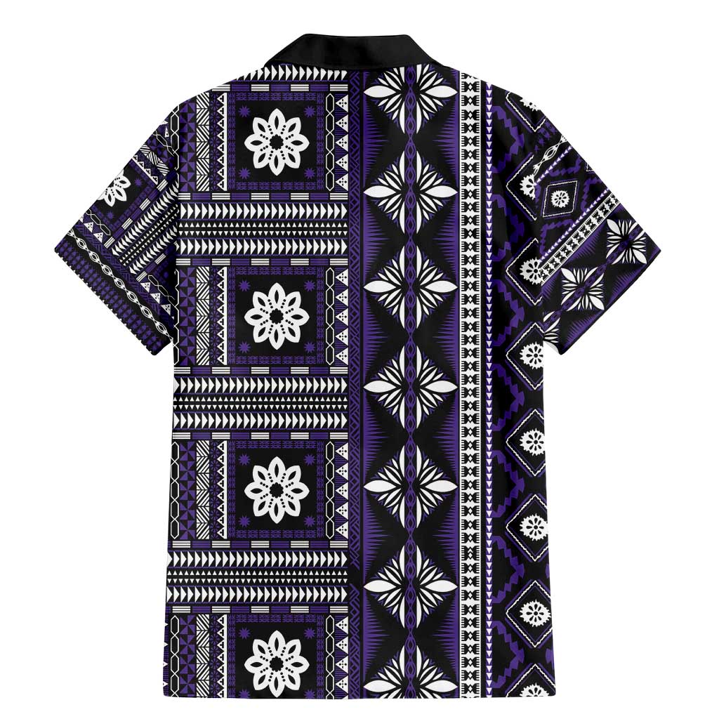 Fiji Masi Tapa Pattern Purple Family Matching Mermaid Dress and Hawaiian Shirt LT01 - Polynesian Pride