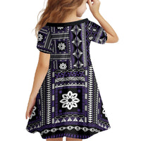 Fiji Masi Tapa Pattern Purple Family Matching Off The Shoulder Long Sleeve Dress and Hawaiian Shirt LT01 - Polynesian Pride