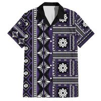 Fiji Masi Tapa Pattern Purple Family Matching Off The Shoulder Long Sleeve Dress and Hawaiian Shirt LT01 Dad's Shirt - Short Sleeve Purple - Polynesian Pride
