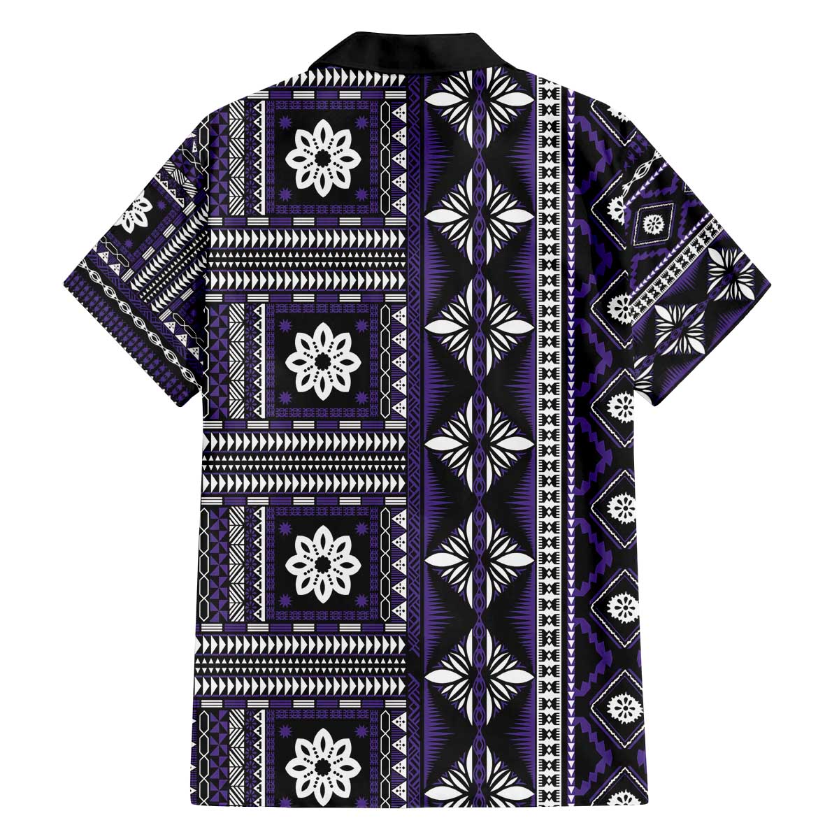 Fiji Masi Tapa Pattern Purple Family Matching Off The Shoulder Long Sleeve Dress and Hawaiian Shirt LT01 - Polynesian Pride