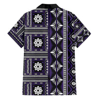 Fiji Masi Tapa Pattern Purple Family Matching Off The Shoulder Long Sleeve Dress and Hawaiian Shirt LT01 - Polynesian Pride