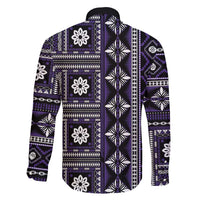 Fiji Masi Tapa Pattern Purple Family Matching Off Shoulder Maxi Dress and Hawaiian Shirt LT01 - Polynesian Pride