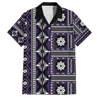 Fiji Masi Tapa Pattern Purple Family Matching Off Shoulder Short Dress and Hawaiian Shirt LT01 Dad's Shirt - Short Sleeve Purple - Polynesian Pride