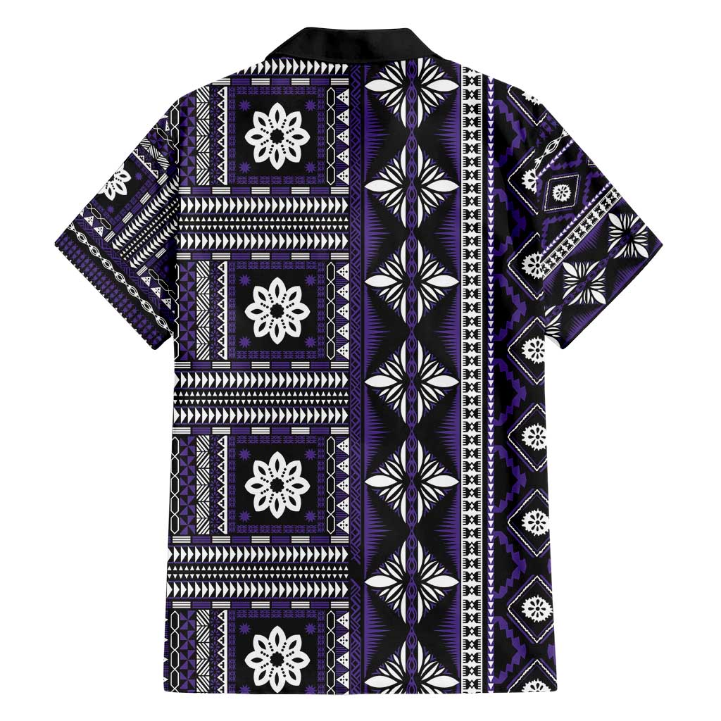Fiji Masi Tapa Pattern Purple Family Matching Short Sleeve Bodycon Dress and Hawaiian Shirt LT01 - Polynesian Pride