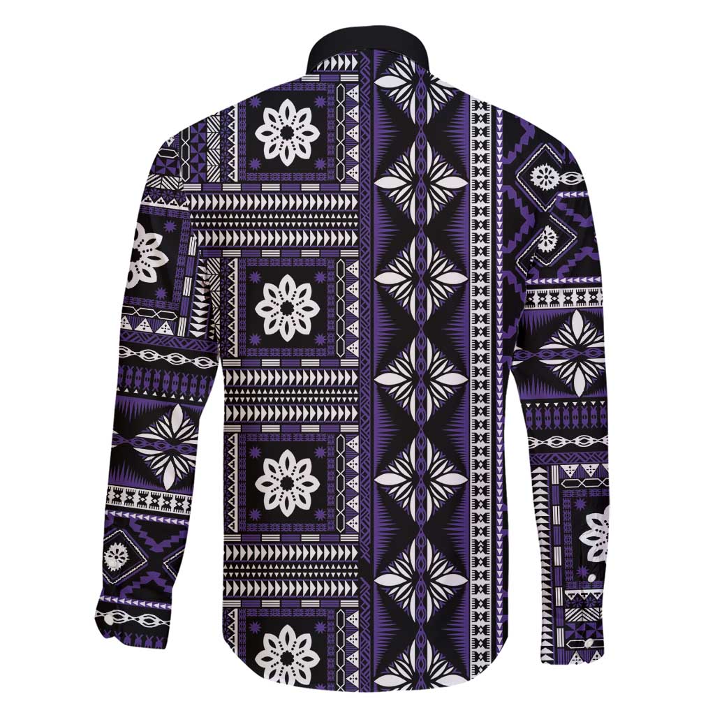 Fiji Masi Tapa Pattern Purple Family Matching Short Sleeve Bodycon Dress and Hawaiian Shirt LT01 - Polynesian Pride