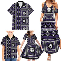 Fiji Masi Tapa Pattern Purple Family Matching Summer Maxi Dress and Hawaiian Shirt LT01 - Polynesian Pride