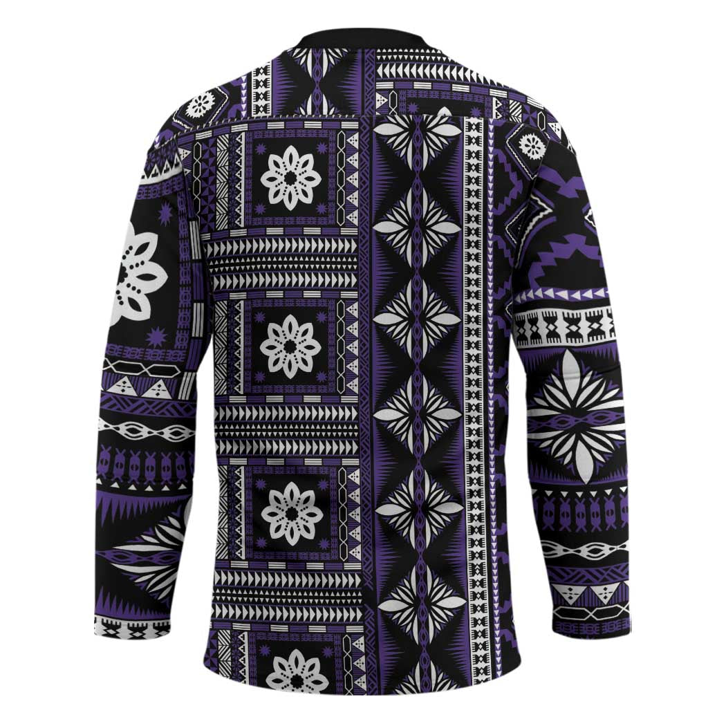 Fiji Masi Tapa Pattern Purple Hockey Jersey - Polynesian Pride