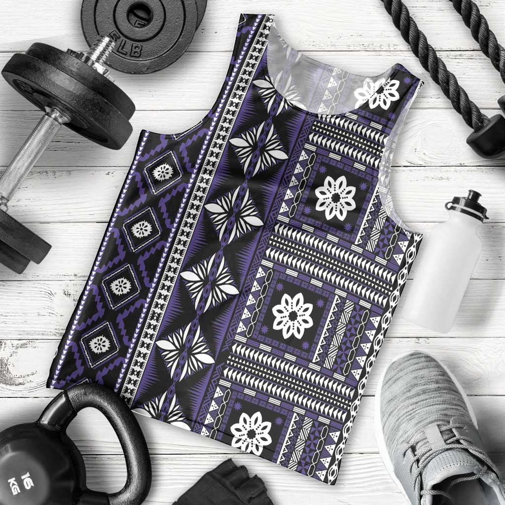 Fiji Masi Tapa Pattern Purple Men Tank Top - Polynesian Pride