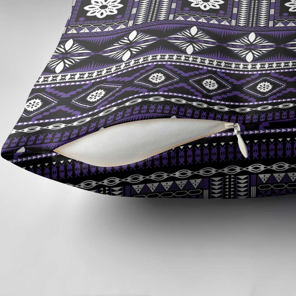 Fiji Masi Tapa Pattern Purple Pillow Cover - Polynesian Pride