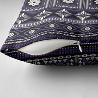 Fiji Masi Tapa Pattern Purple Pillow Cover - Polynesian Pride