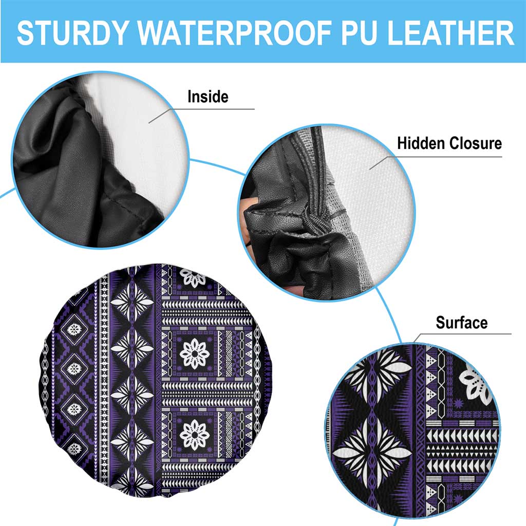 Fiji Masi Tapa Pattern Purple Spare Tire Cover - Polynesian Pride