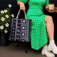 Fiji Masi Tapa Pattern Purple Tote Bag - Polynesian Pride