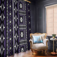 Fiji Masi Tapa Pattern Purple Window Curtain - Polynesian Pride