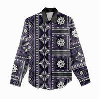 Fiji Masi Tapa Pattern Purple Women Casual Shirt LT01 - Polynesian Pride