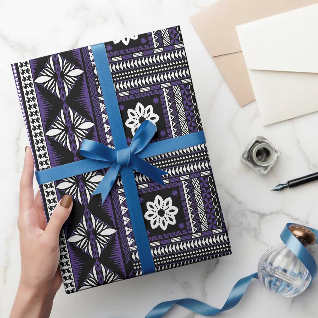 Fiji Masi Tapa Pattern Purple Wrapping Paper - Polynesian Pride
