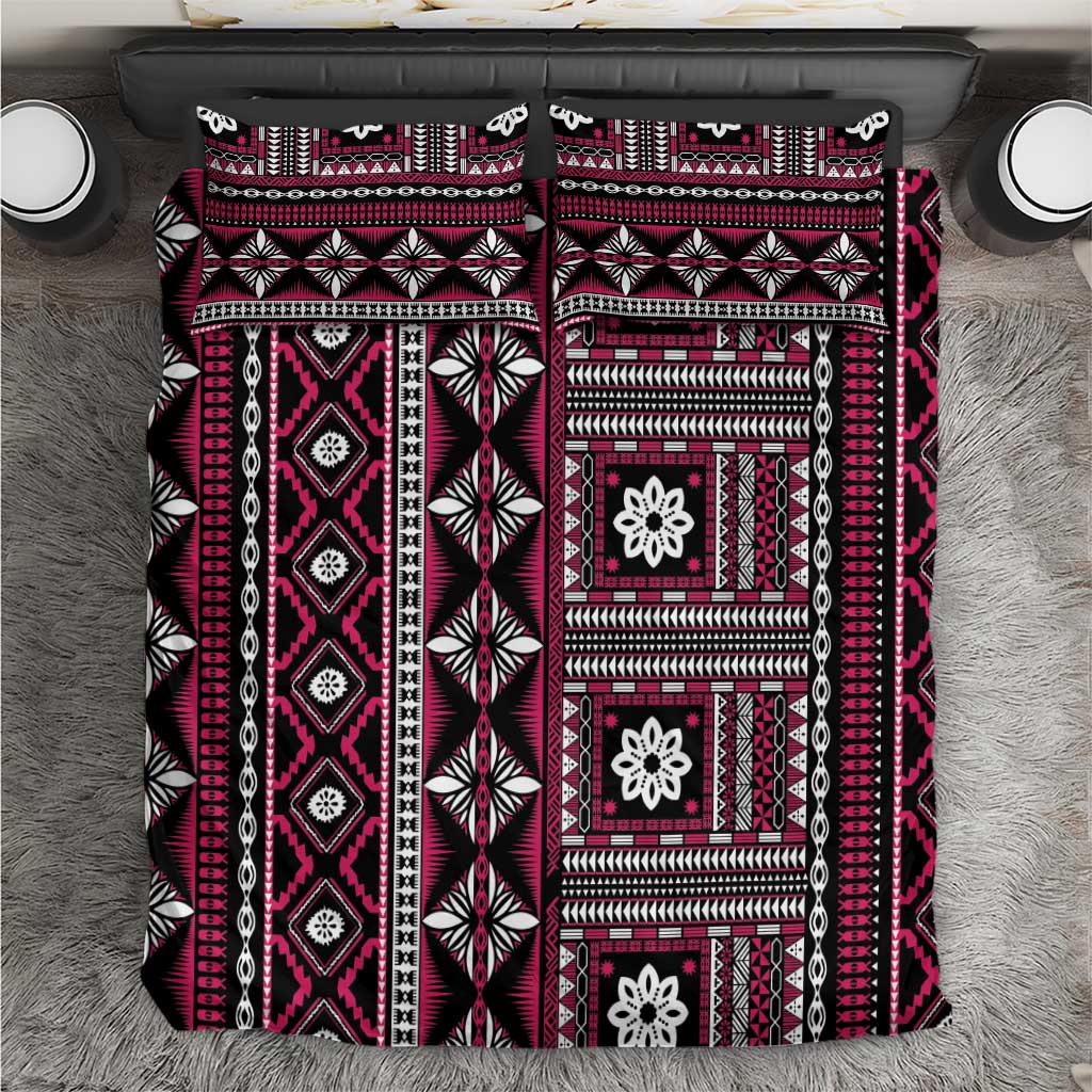 Fiji Masi Tapa Pattern Pink Bedding Set - Polynesian Pride