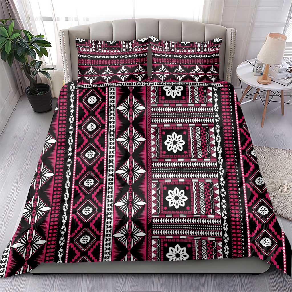 Fiji Masi Tapa Pattern Pink Bedding Set - Polynesian Pride