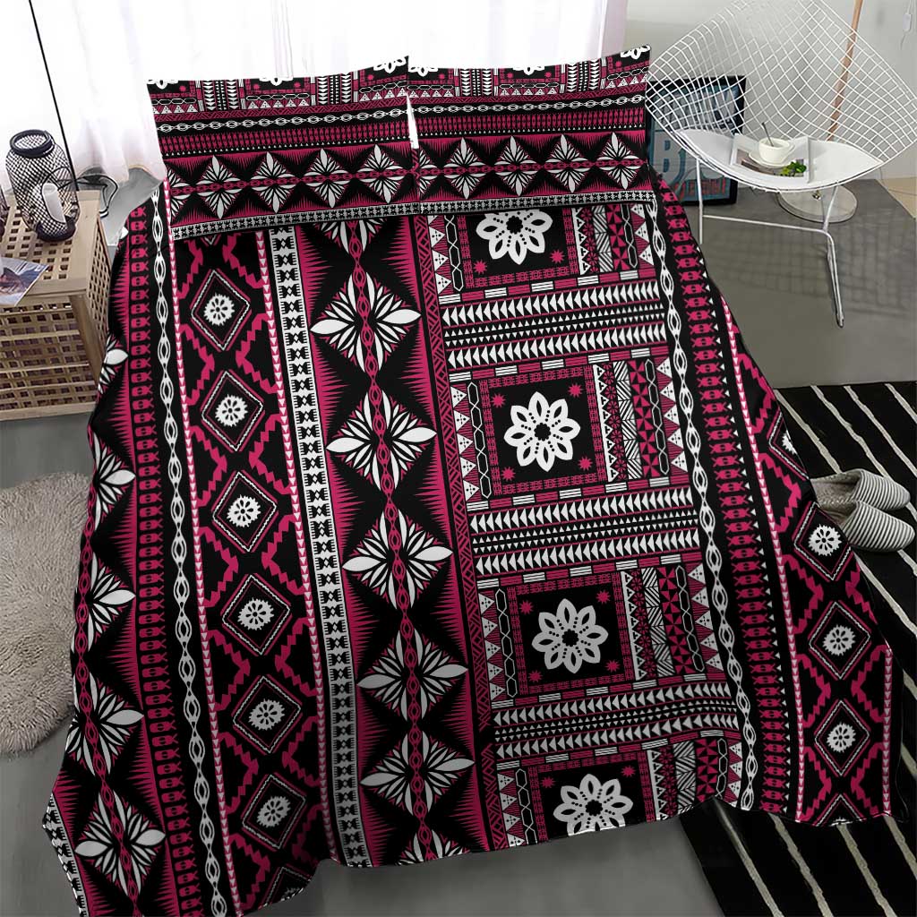 Fiji Masi Tapa Pattern Pink Bedding Set - Polynesian Pride