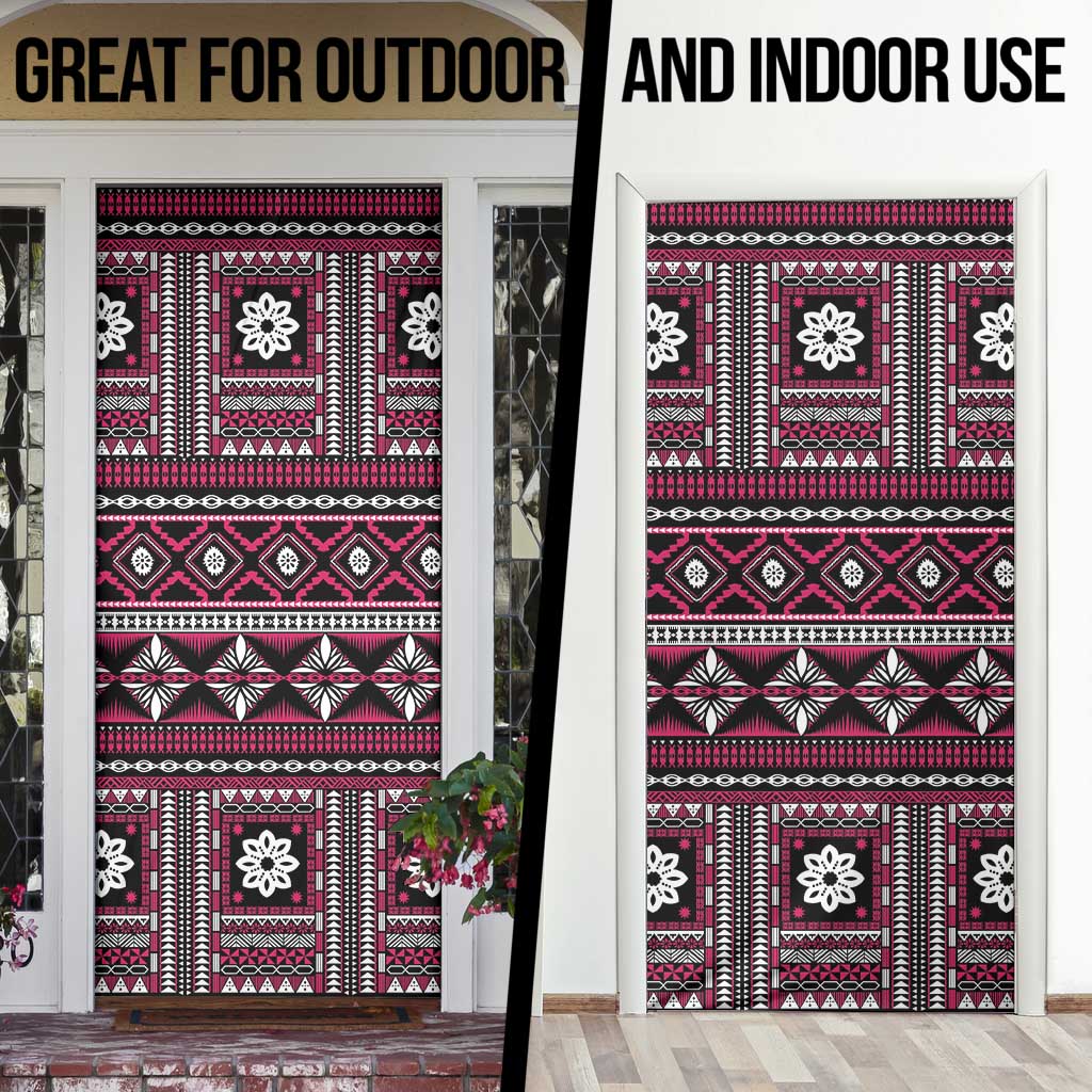Fiji Masi Tapa Pattern Pink Door Cover - Polynesian Pride