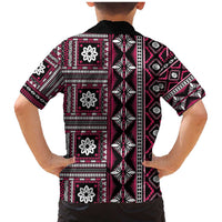 Fiji Masi Tapa Pattern Pink Family Matching Mermaid Dress and Hawaiian Shirt LT01 - Polynesian Pride