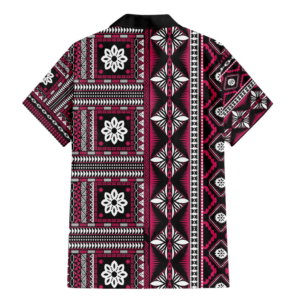 Fiji Masi Tapa Pattern Pink Family Matching Mermaid Dress and Hawaiian Shirt LT01 - Polynesian Pride