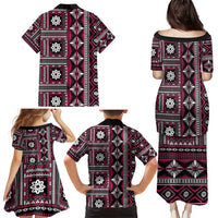 Fiji Masi Tapa Pattern Pink Family Matching Puletasi and Hawaiian Shirt - Polynesian Pride
