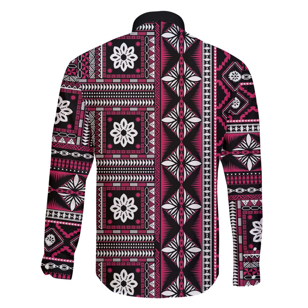 Fiji Masi Tapa Pattern Pink Family Matching Puletasi and Hawaiian Shirt - Polynesian Pride