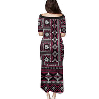 Fiji Masi Tapa Pattern Pink Family Matching Puletasi and Hawaiian Shirt - Polynesian Pride