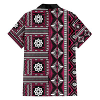 Fiji Masi Tapa Pattern Pink Family Matching Short Sleeve Bodycon Dress and Hawaiian Shirt LT01 - Polynesian Pride