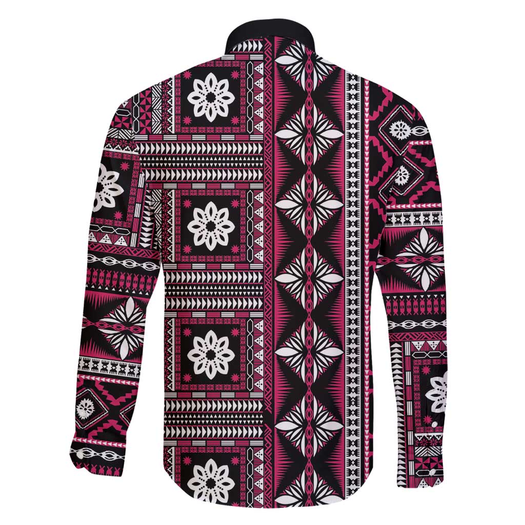 Fiji Masi Tapa Pattern Pink Family Matching Short Sleeve Bodycon Dress and Hawaiian Shirt LT01 - Polynesian Pride
