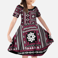 Fiji Masi Tapa Pattern Pink Family Matching Summer Maxi Dress and Hawaiian Shirt - Polynesian Pride
