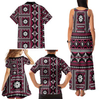 Fiji Masi Tapa Pattern Pink Family Matching Tank Maxi Dress and Hawaiian Shirt LT01 - Polynesian Pride