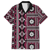 Fiji Masi Tapa Pattern Pink Family Matching Tank Maxi Dress and Hawaiian Shirt LT01 Dad's Shirt - Short Sleeve Pink - Polynesian Pride