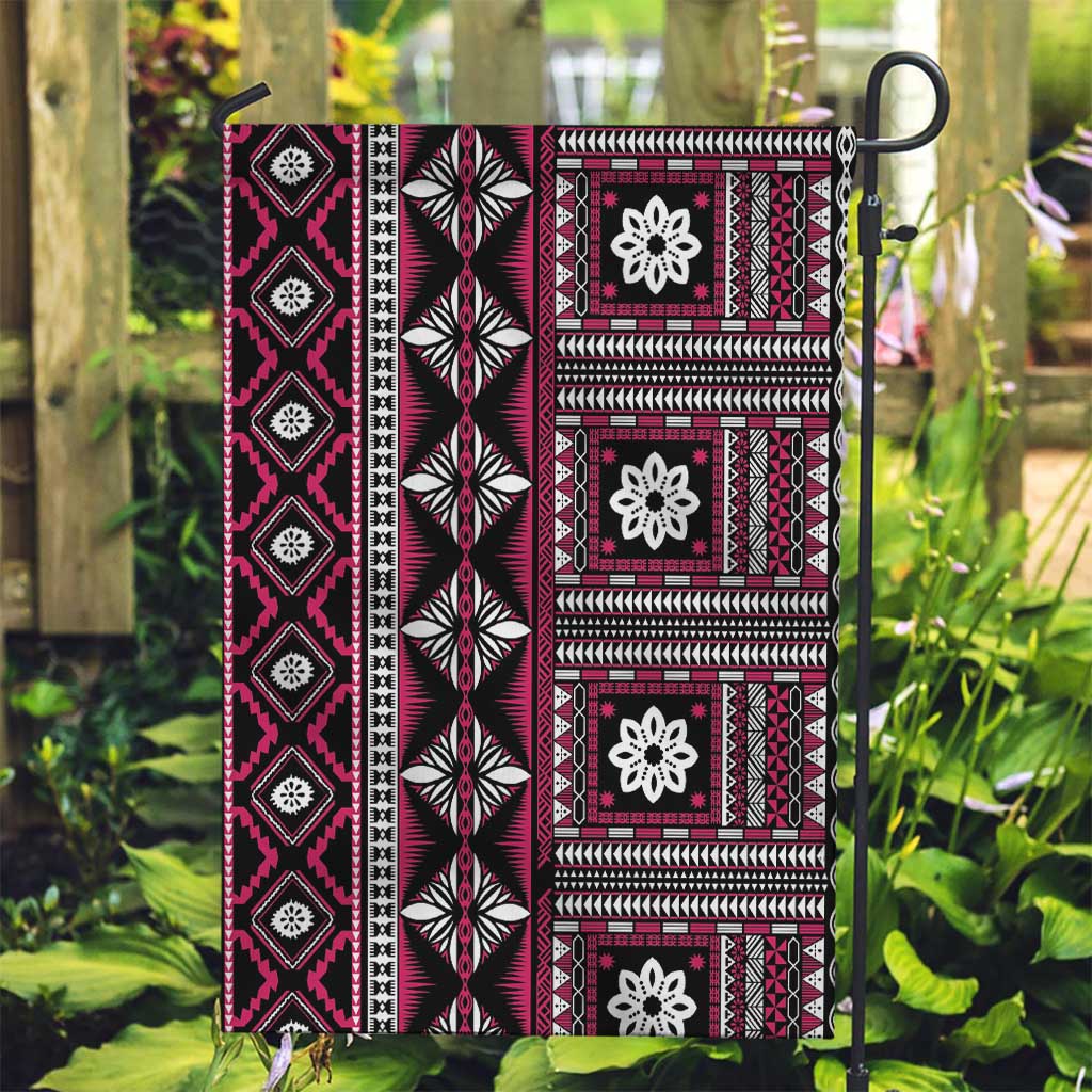 Fiji Masi Tapa Pattern Pink Garden Flag - Polynesian Pride