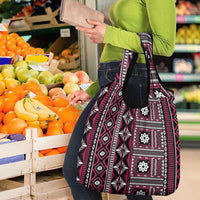 Fiji Masi Tapa Pattern Pink Grocery Bag - Polynesian Pride