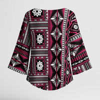 Fiji Masi Tapa Pattern Pink Kimono Sleeve Blouse - Polynesian Pride