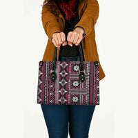 Fiji Masi Tapa Pattern Pink Leather Bag - Polynesian Pride
