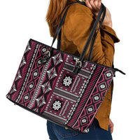 Fiji Masi Tapa Pattern Pink Leather Tote Bag - Polynesian Pride