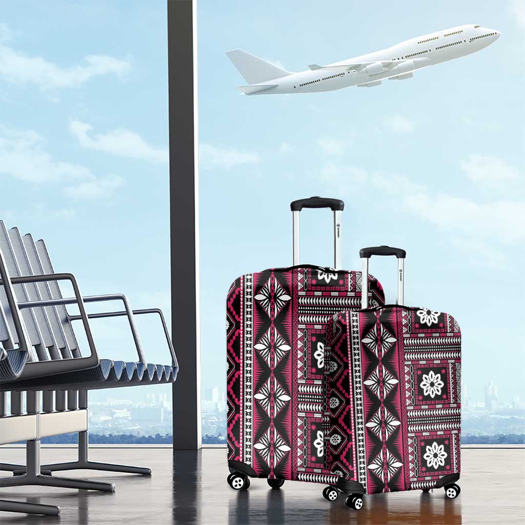 Fiji Masi Tapa Pattern Pink Luggage Cover - Polynesian Pride