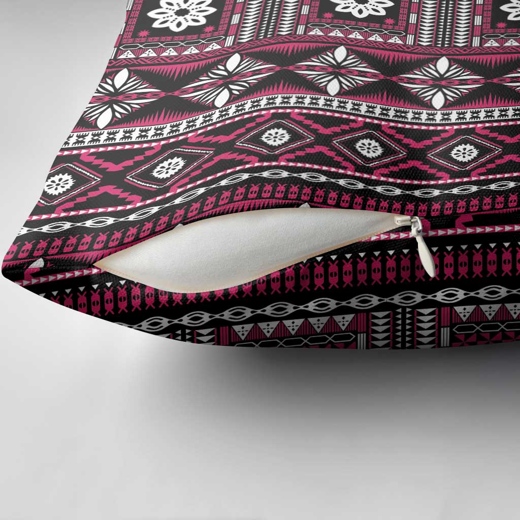 Fiji Masi Tapa Pattern Pink Pillow Cover - Polynesian Pride