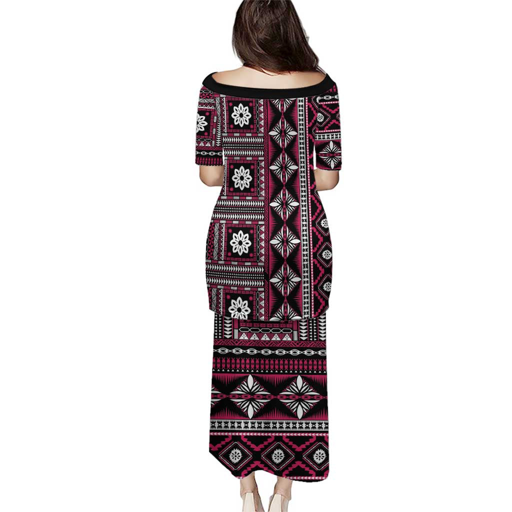 Fiji Masi Tapa Pattern Pink Puletasi - Polynesian Pride