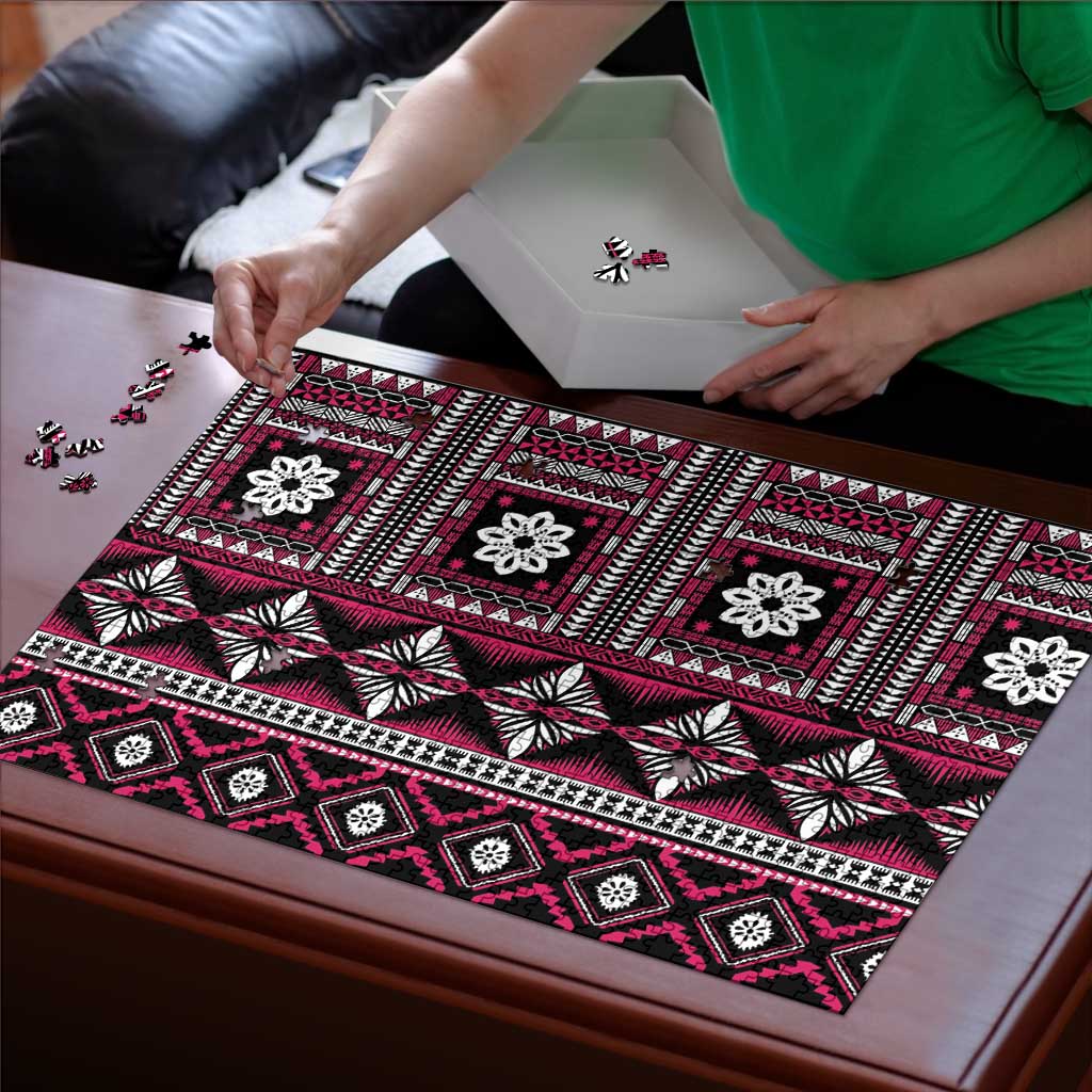 Fiji Masi Tapa Pattern Pink Puzzle - Polynesian Pride