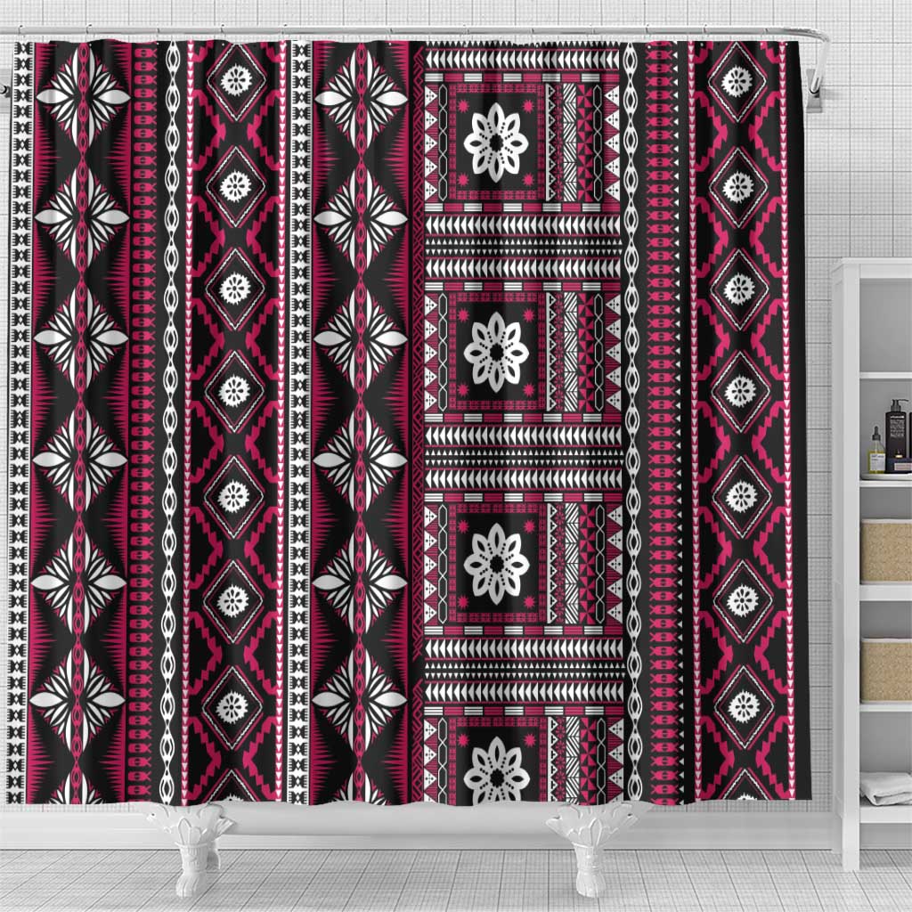Fiji Masi Tapa Pattern Pink Shower Curtain - Polynesian Pride