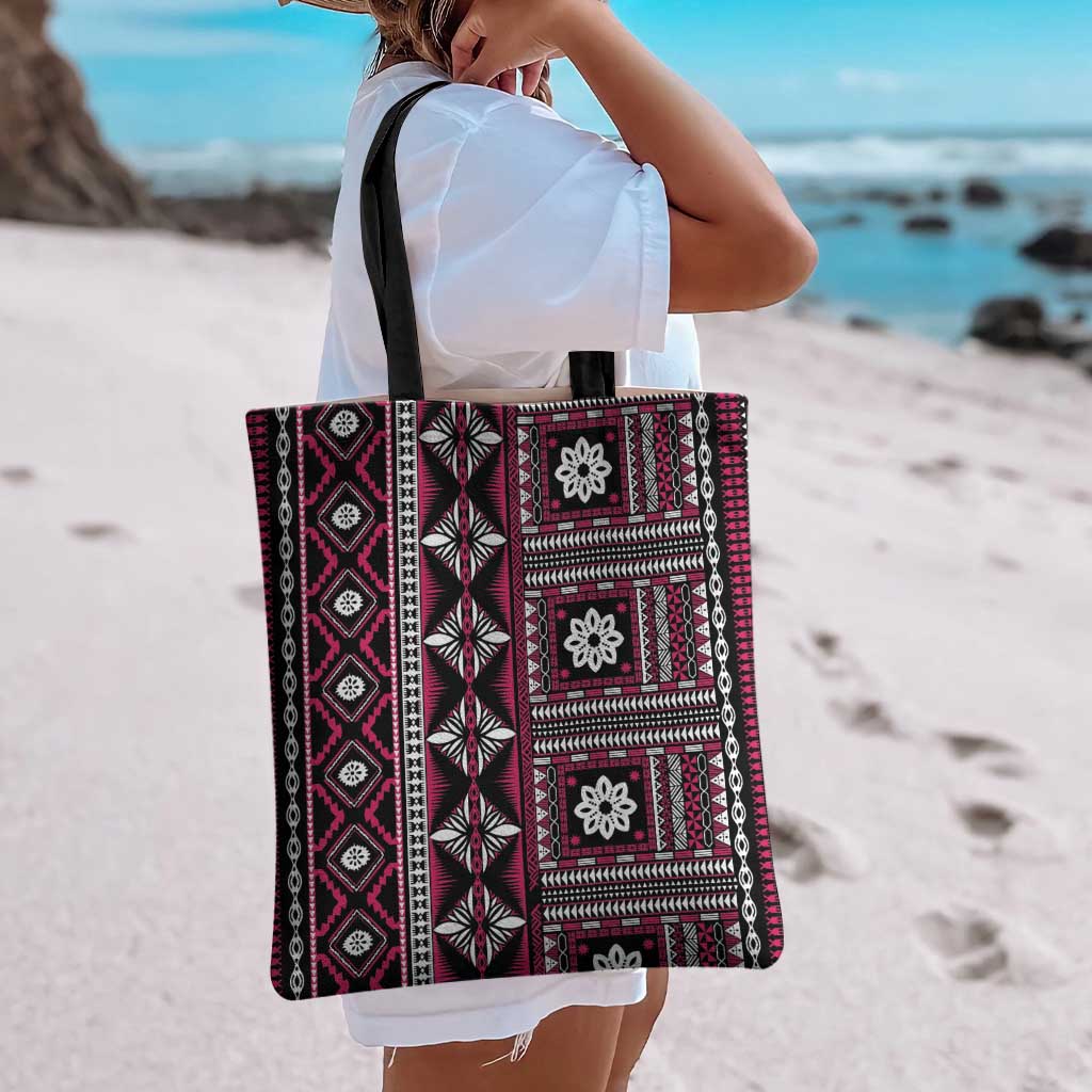 Fiji Masi Tapa Pattern Pink Tote Bag - Polynesian Pride