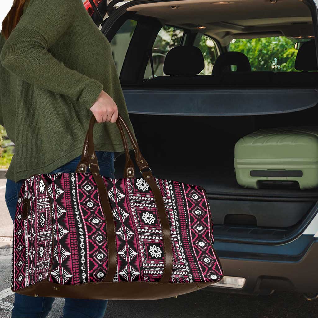 Fiji Masi Tapa Pattern Pink Travel Bag - Polynesian Pride