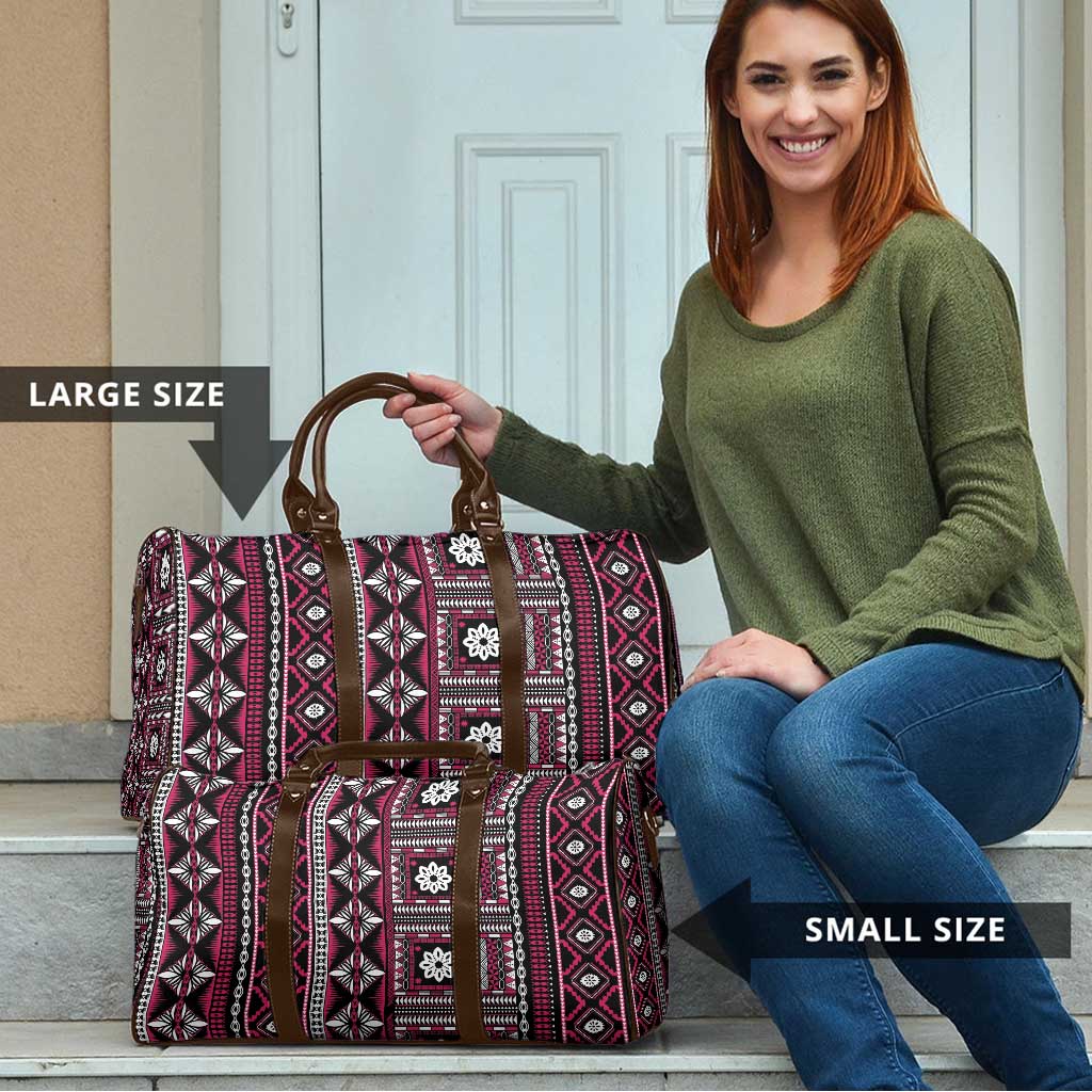 Fiji Masi Tapa Pattern Pink Travel Bag - Polynesian Pride