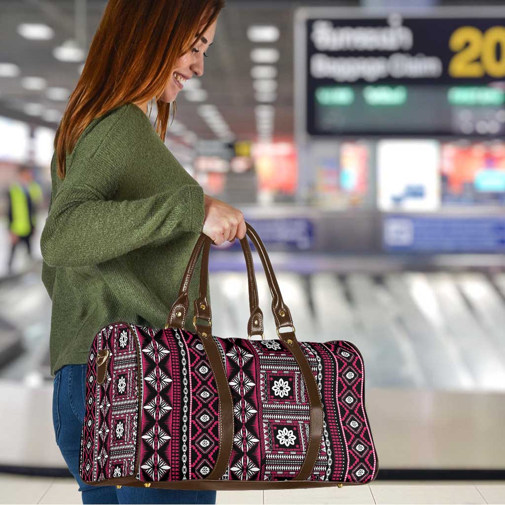 Fiji Masi Tapa Pattern Pink Travel Bag - Polynesian Pride