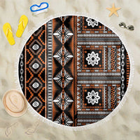 Fiji Masi Tapa Pattern Orange Beach Blanket - Polynesian Pride