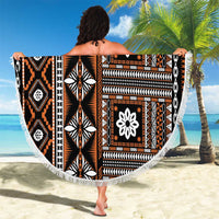 Fiji Masi Tapa Pattern Orange Beach Blanket - Polynesian Pride