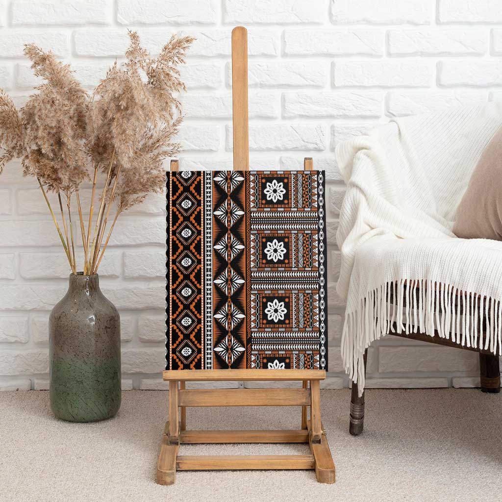 Fiji Masi Tapa Pattern Orange Canvas Wall Art - Polynesian Pride